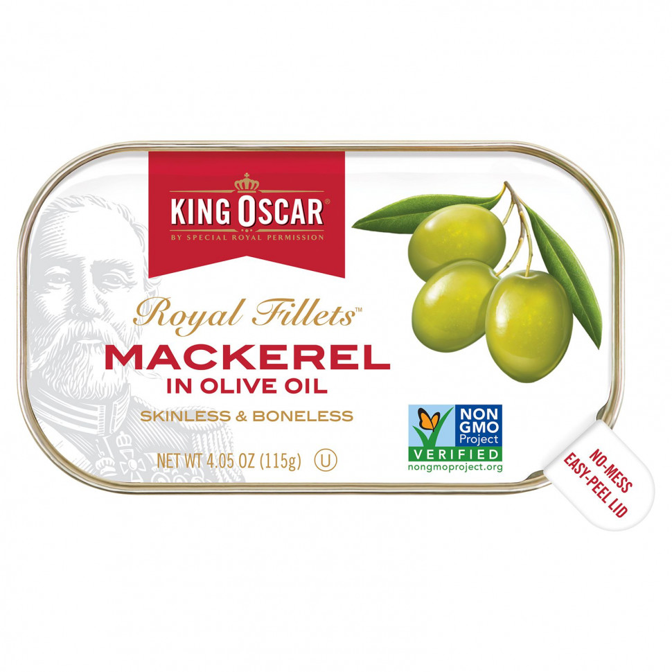   King Oscar, Royal Fillets, Mackerel In Olive Oil, 4.05 oz ( 115 g)    -     -,    