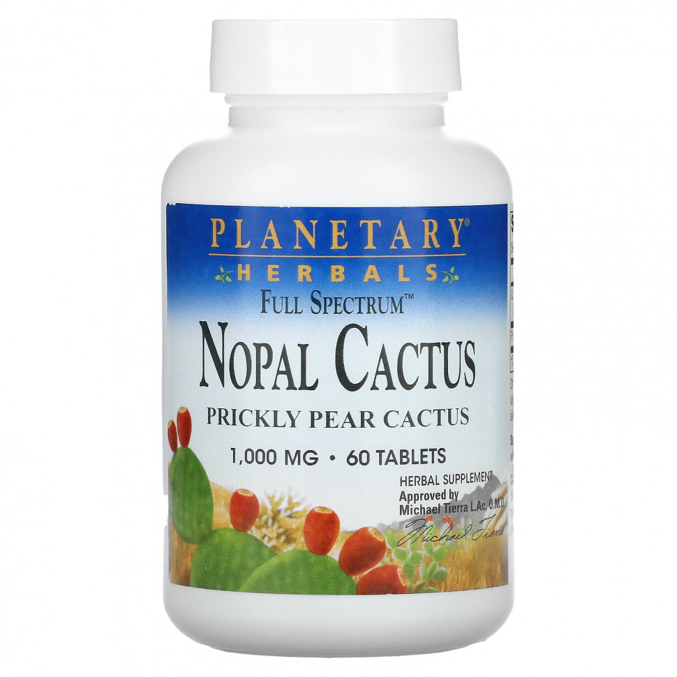   Planetary Herbals, Nopal Cactus, Full Spectrum, Prickly Pear Cactus, 1,000 mg, 60 Tablets    -     -,    