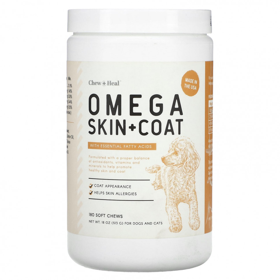   Chew + Heal, Omega Skin + Coat,    ,    , 180  , 513  (18 )    -     -,    