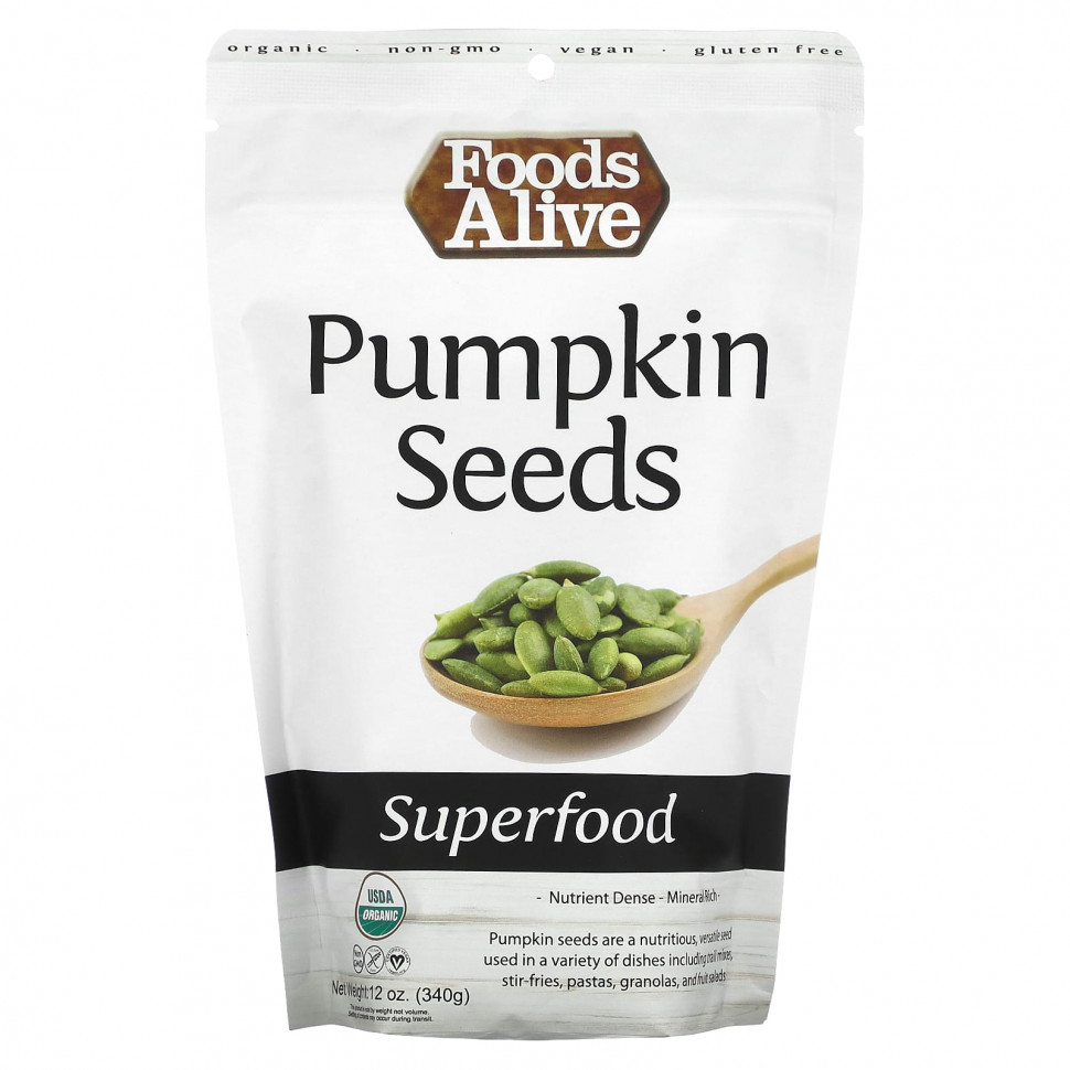   Foods Alive, Superfood, Pumpkin Seeds, 12 oz (340 g)    -     -,    