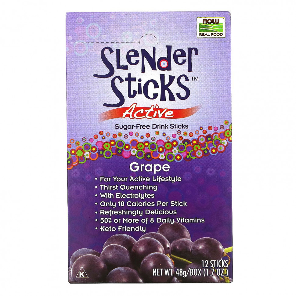   NOW Foods, Real Food, Slender Sticks, Active,    , 12 , 48  (1,7 )    -     -,    