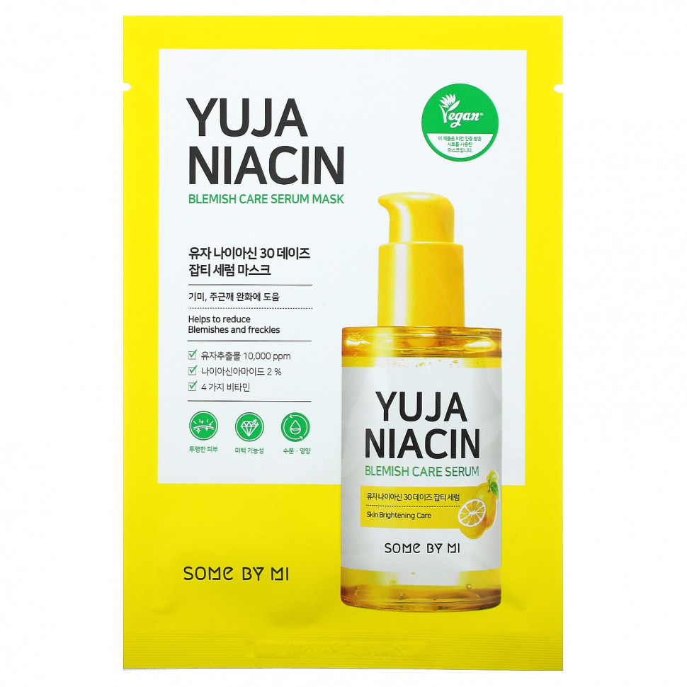   Some By Mi, Yuja Niacin, Blemish Care Serum Mask, 10 Sheets, 0.88 oz (25 g) Each    -     -,    