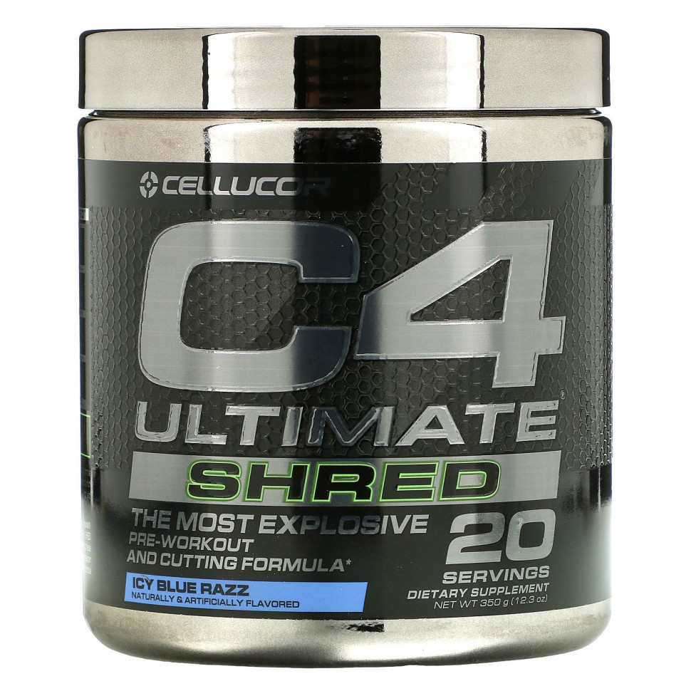   Cellucor, C4 Ultimate Shred, Pre-Workout, Ice Blue Razz, 12.3 oz (350 g)    -     -,    