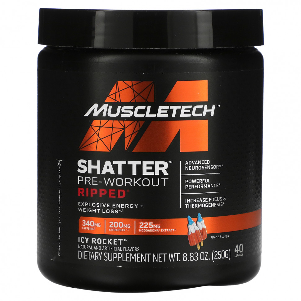   MuscleTech, Shatter Pre-Workout Ripped, Icy Rocket, 250  (8,83 )    -     -,    