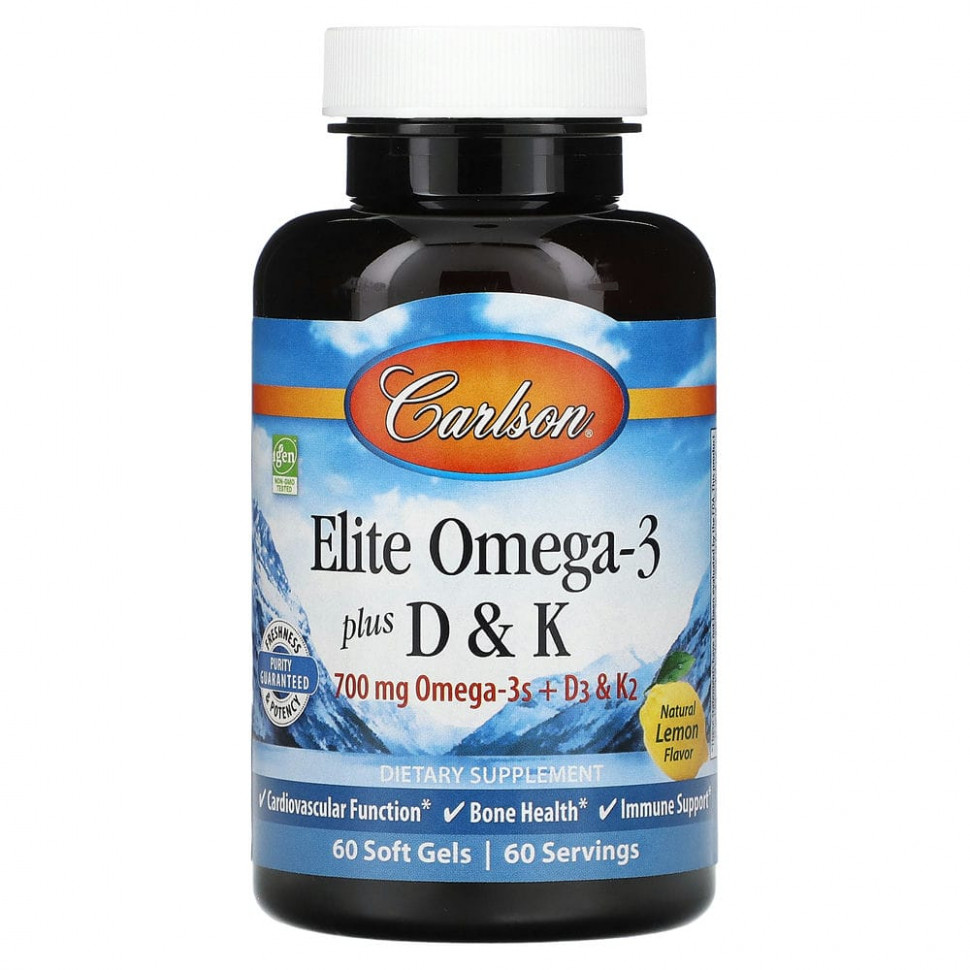   Carlson Labs, Elite Omega-3   D  K,   , 60      -     -,    