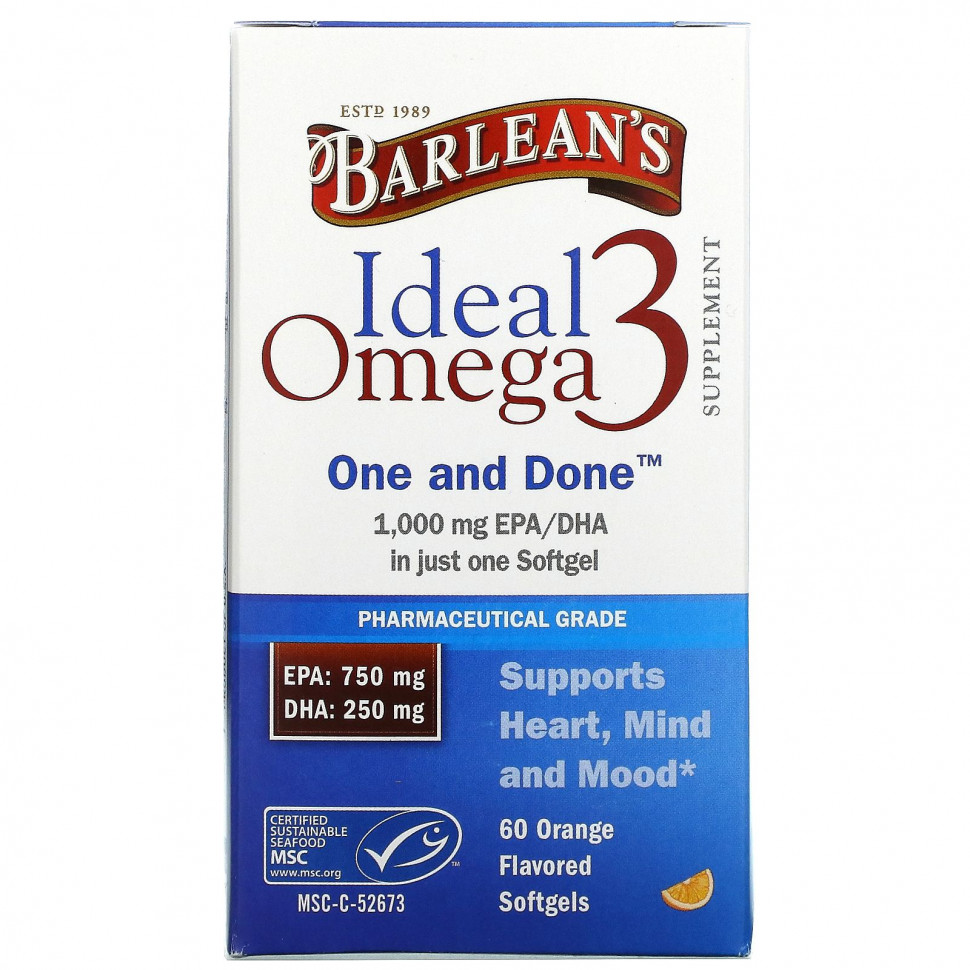   Barlean's, Ideal Omega 3, , 1000  EPA / DHA, 60      -     -,    