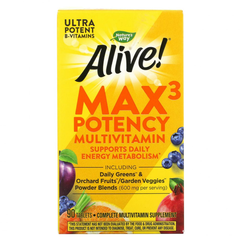   Nature's Way, Alive! Max3 Potency, , 90     -     -,    