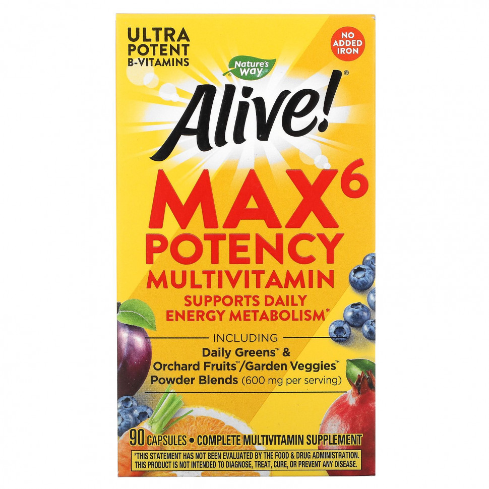   Nature's Way, Alive! Max6 Potency,   ,   , 90     -     -,    