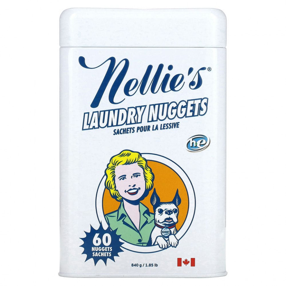   Nellie's, Laundry Nuggets, Unscented, 60 Loads, 1.85 lb (840 g)    -     -,    