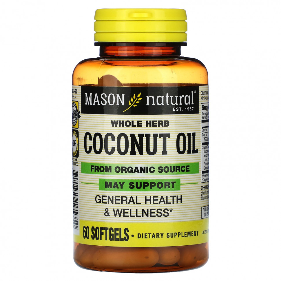   Mason Natural, Whole Herb Coconut Oil, 60 Softgels    -     -,    