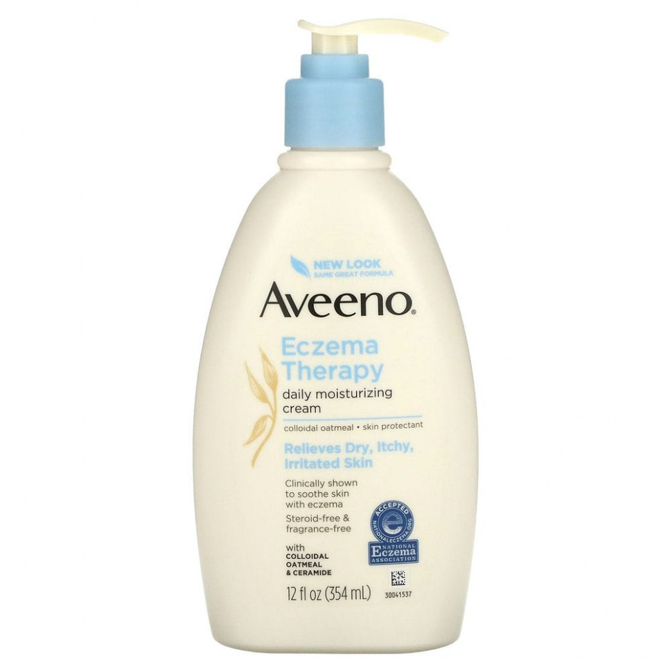   Aveeno, Eczema Therapy, Moisturizing Cream, Fragrance Free, 12 fl oz (354 ml)    -     -,    