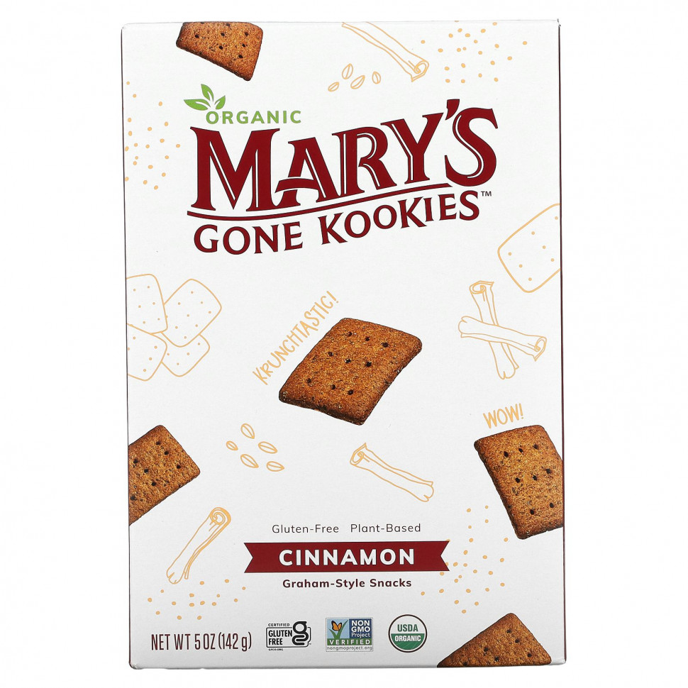   Mary's Gone Crackers, Graham Style Snack, Cinnamon, 5 oz (141 g)    -     -,    