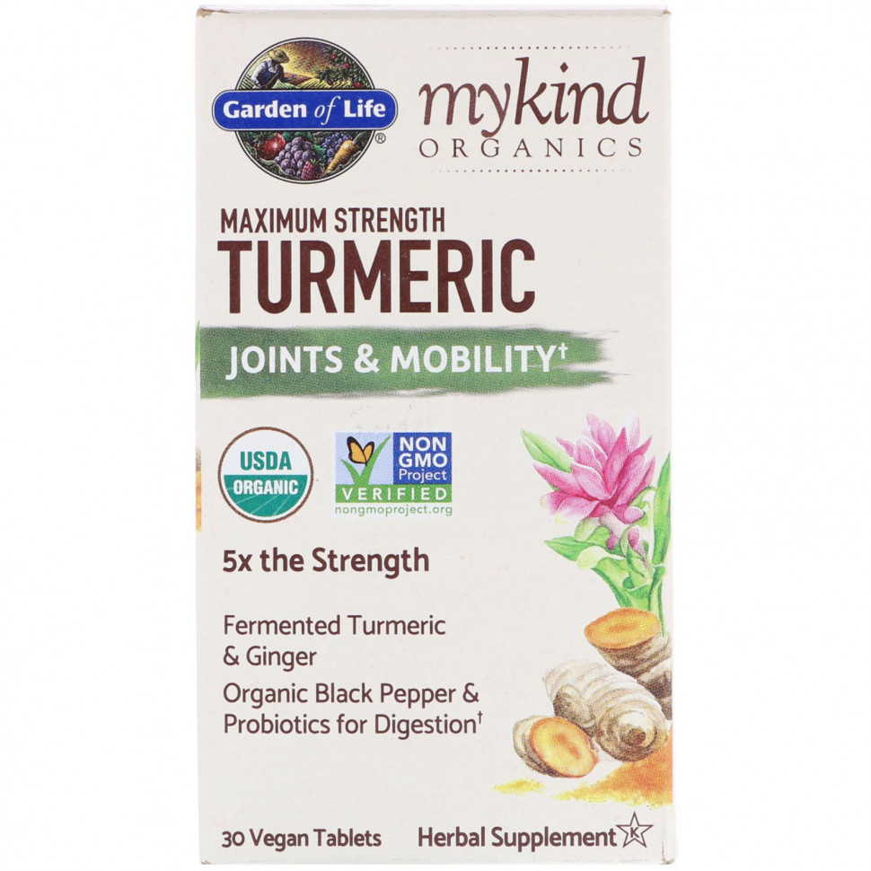   Garden of Life, MyKind Organics, Maximum Strength, Turmeric, Joints & Mobility, 30 Vegan Tablets    -     -,    