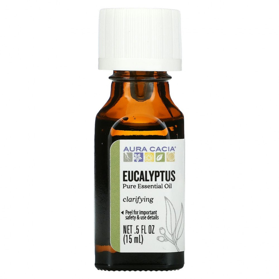   Aura Cacia, Pure Essential Oil, Eucalyptus, 0.5 fl oz (15 ml)    -     -,    