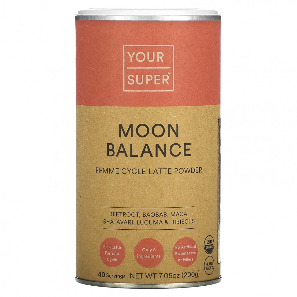   Your Super, Moon Balance, Femme Cycle Latte Powder, 7.05 oz (200 g)    -     -,    