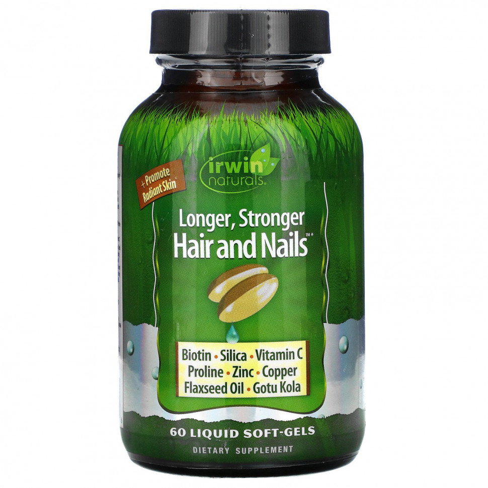   Irwin Naturals, Longer, Stronger Hair and Nails, 60 Liquid Soft-Gels    -     -,    