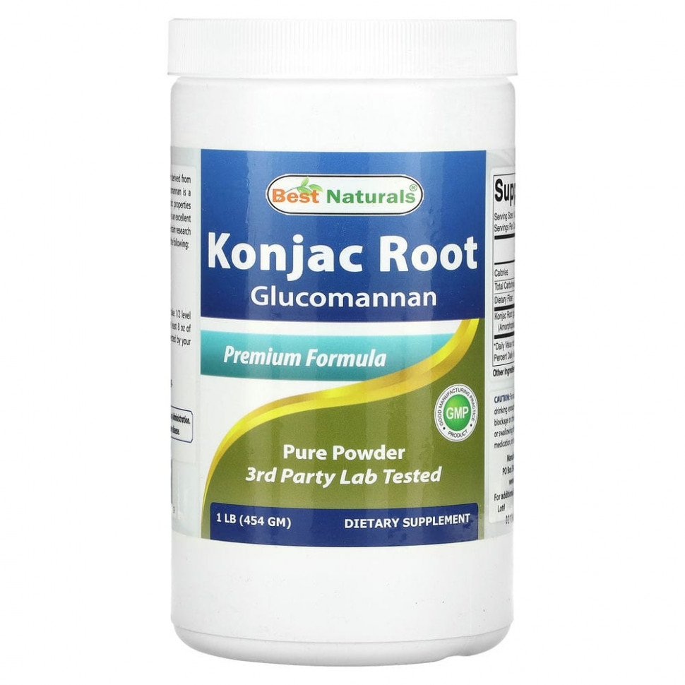   Best Naturals, Konjac Root Glucomannan, Premium Formula, 1 lb (454 g)    -     -,    