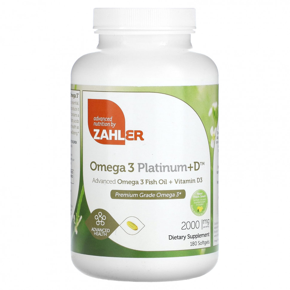   Zahler, Omega 3 Platinum + D,     -3   D3, 1000 , 180      -     -,    