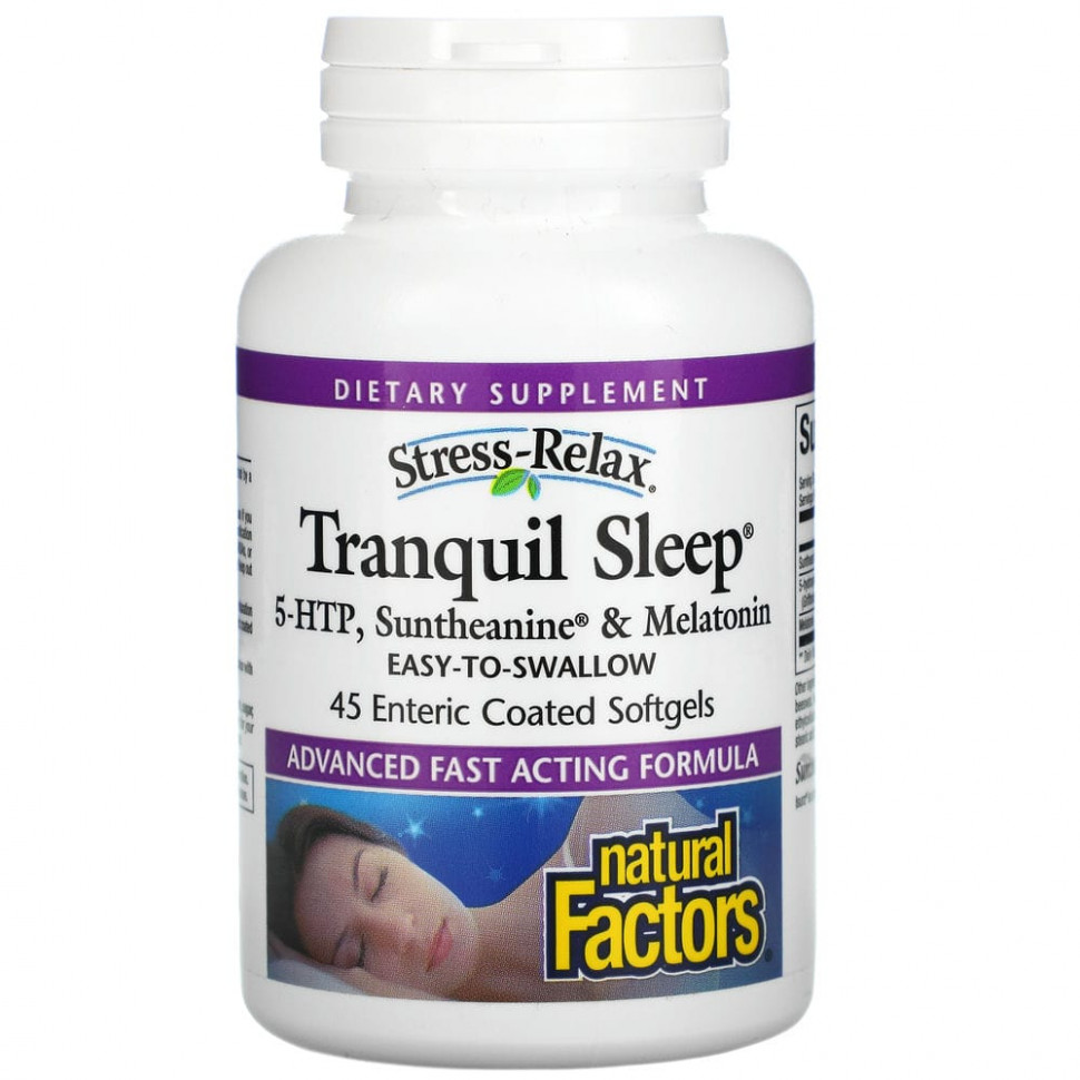   Natural Factors, Stress-Relax, Tranquil Sleep, 45 Enteric Coated Softgels    -     -,    