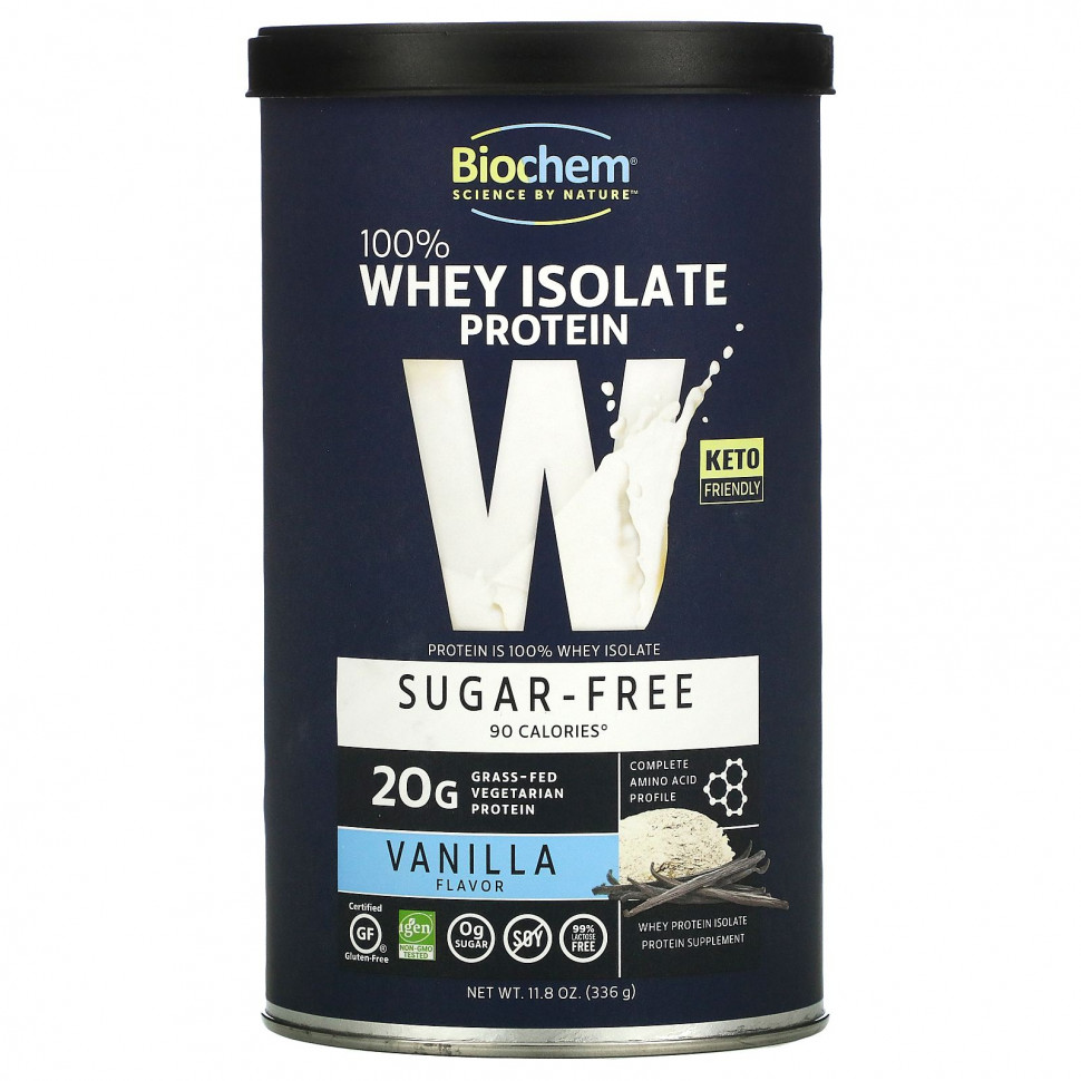   Biochem, 100% Whey Protein, Sugar Free, Vanilla, 11.8 oz (336 g)    -     -,    