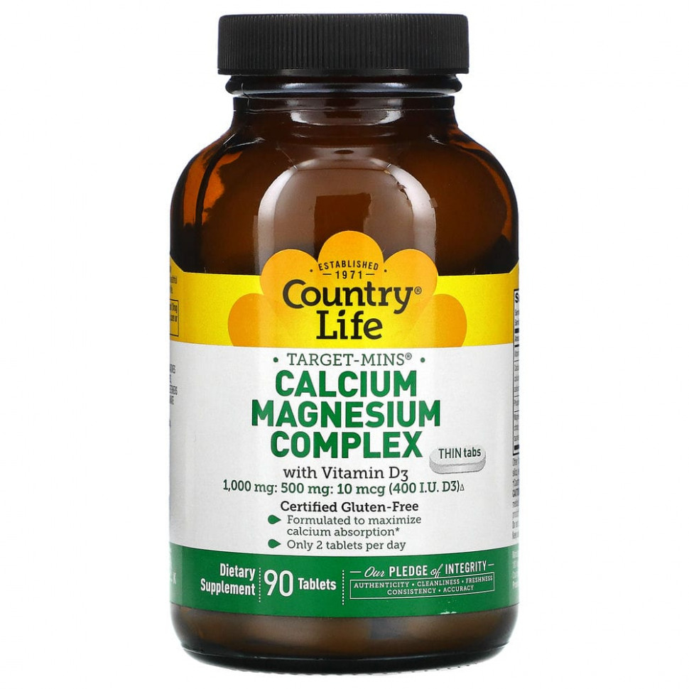   Country Life, Calcium Magnesium Complex with Vitamin D3, 90 Tablets    -     -,    