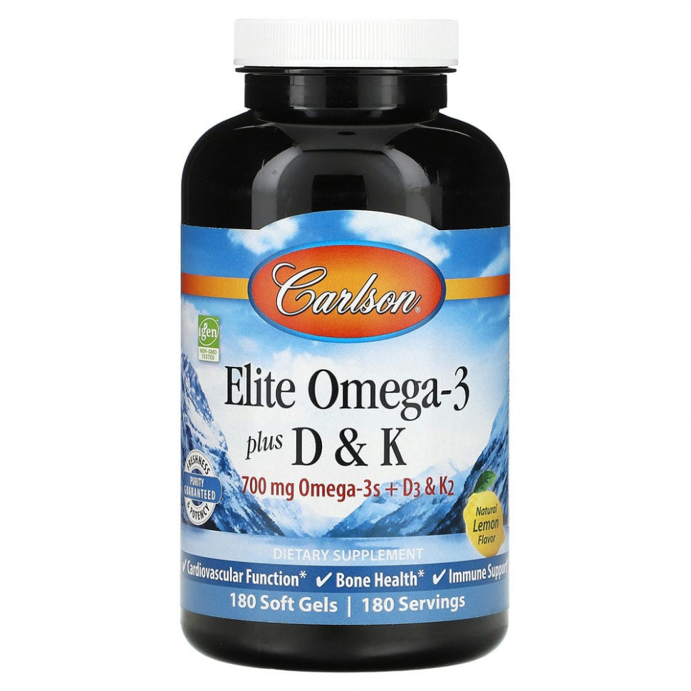   Carlson Labs, Elite Omega-3   D  K,   , 180      -     -,    