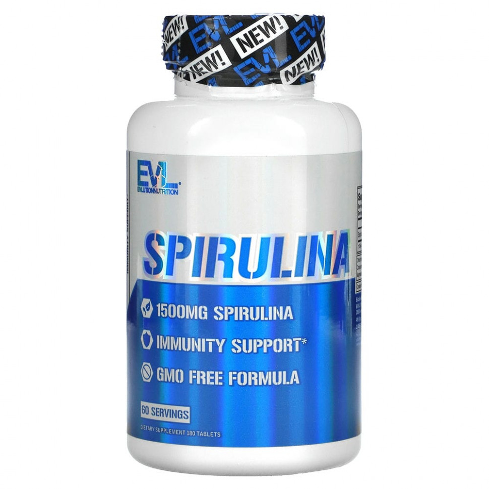   EVLution Nutrition, Spirulina, 500 mg, 180 Tablets    -     -,    