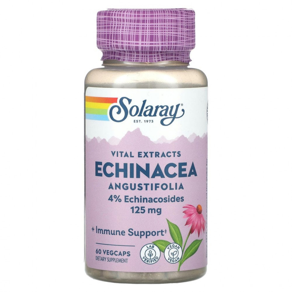   Solaray, Vital Extracts, Echinacea Angustifolia, 125 mg, 60 VegCaps    -     -,    