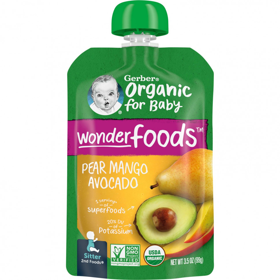   Gerber, Organic for Baby, Wonderfoods, 2nd Foods, , , , 99  (3,5 )    -     -,    