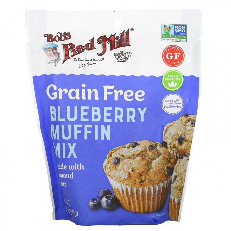   Bob's Red Mill, Grain Free, Blueberry Muffin Mix Made With Almond Flour, 9 oz (255 g)    -     -,    