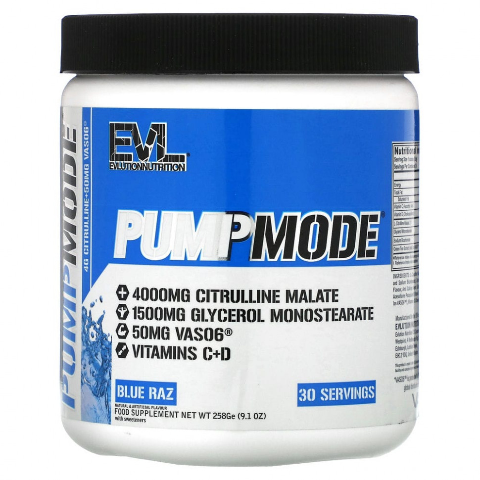   EVLution Nutrition, PumpMode, Blue Raz, 258  (9,1 )    -     -,    