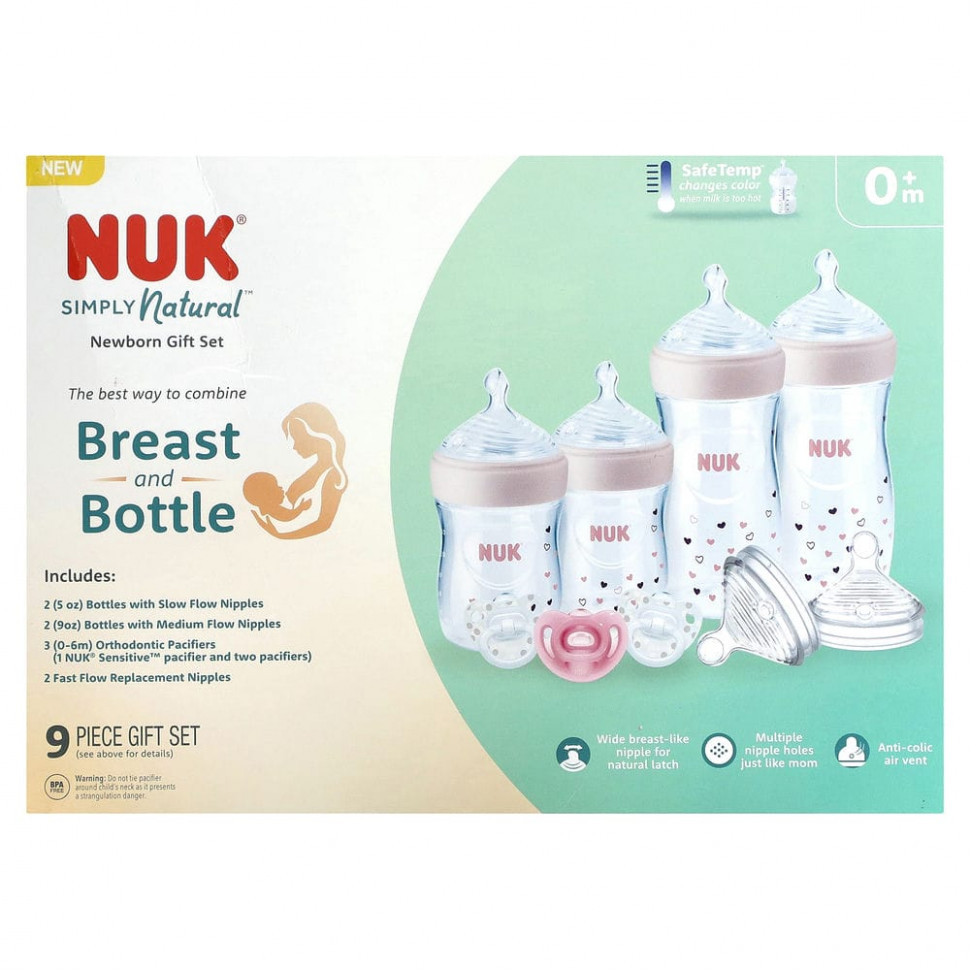   NUK, Simply Natural Bottle with SafeTemp,    ,  0 , 9 .    -     -,    