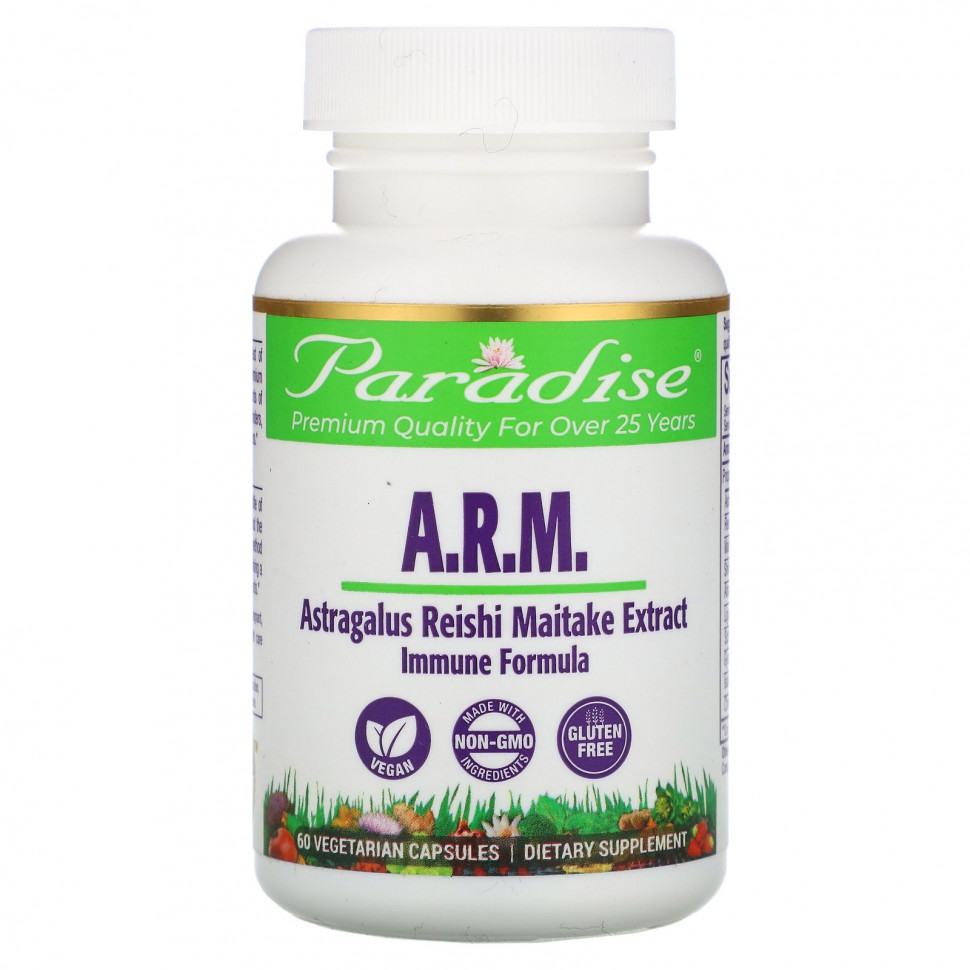   Paradise Herbs, Astragalus, Reishi Maitake Plus, 60 Vegetarian Capsules    -     -,    