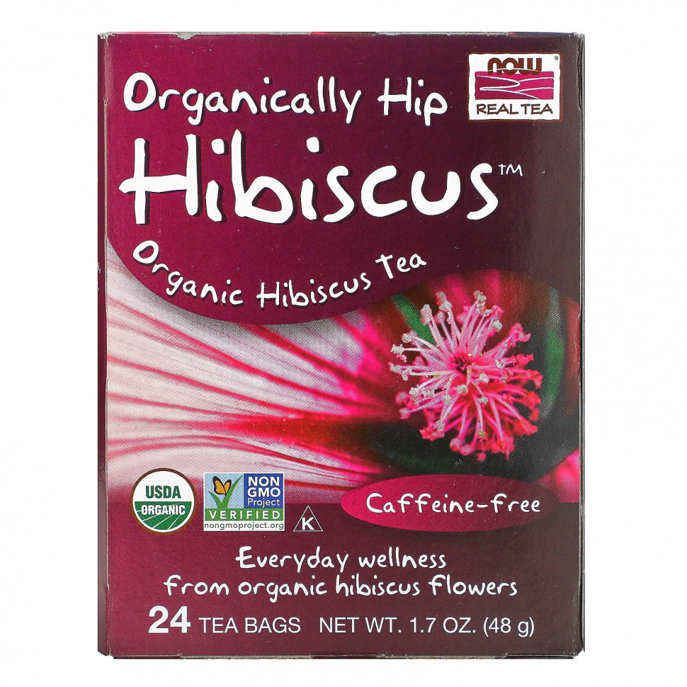   NOW Foods, Real Tea, Organically Hip Hibiscus Tea,  ,  , 24  , 48  (1,7 . )    -     -,    