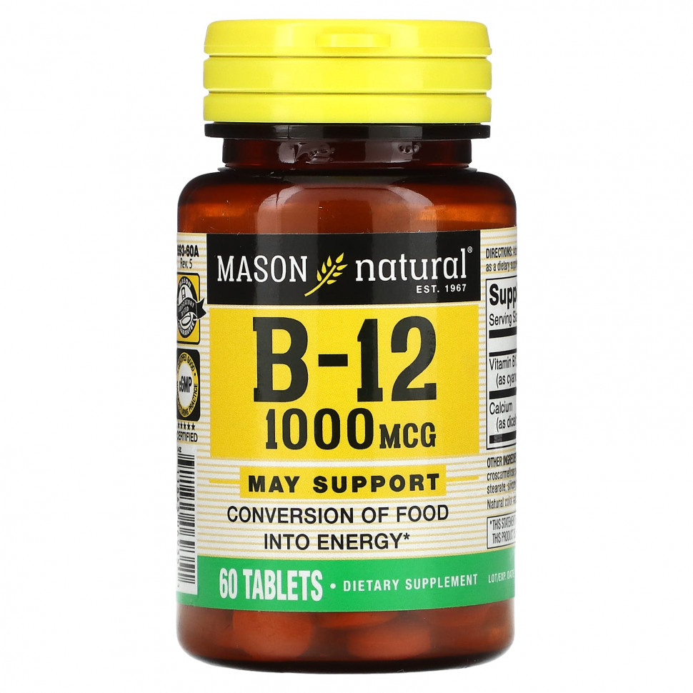   Mason Natural,  B12, 1000 , 60     -     -,    