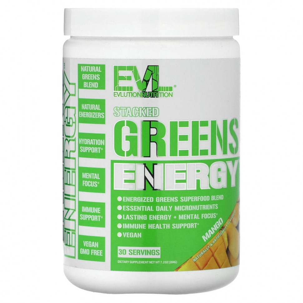   EVLution Nutrition, Stacked Greens Energy, , 204  (7,2 )    -     -,    