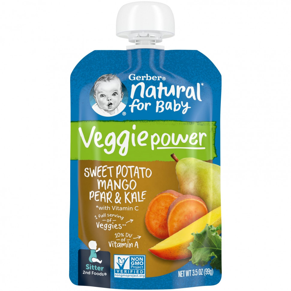   Gerber, Natural for Baby, Veggie Power, 2nd Foods, , ,   , 99  (3,5 )    -     -,    