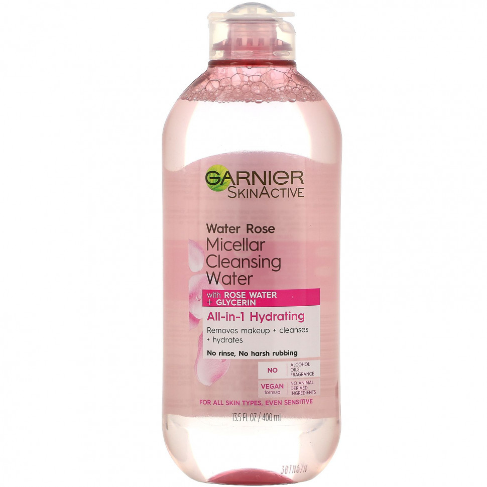   Garnier, SkinActive, Water Rose Micellar Cleansing Water, 13.5 fl oz (400 ml)    -     -,    