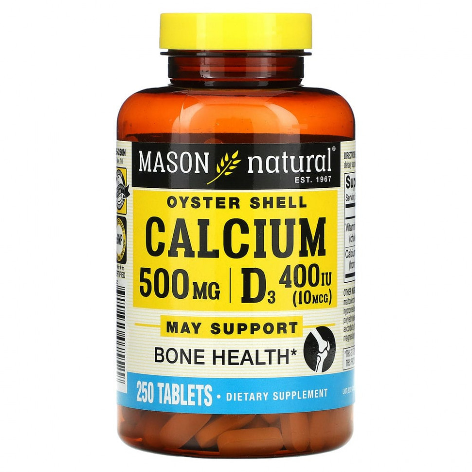   Mason Natural, Oyster Shell Calcium Plus D3`` 250     -     -,    