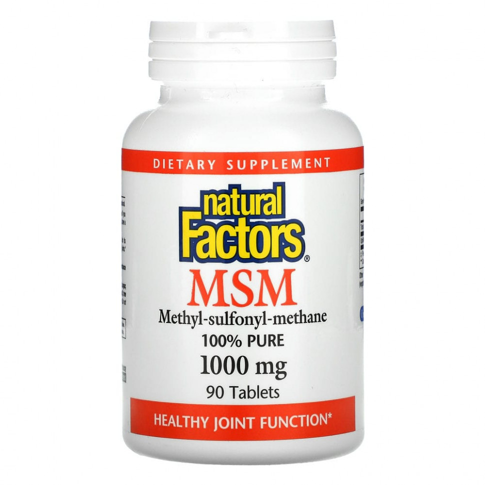   Natural Factors, MSM, Methyl-Sulfonyl-Methane, 1,000 mg, 90 Tablets    -     -,    