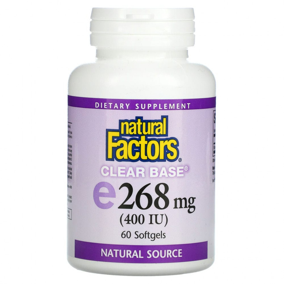   Natural Factors, Clear Base Vitamin E, 268  (400 ), 60      -     -,    