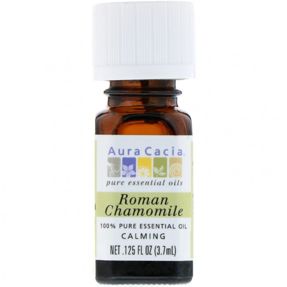   Aura Cacia, 100% Pure Essential Oil, Roman Chamomile, .125 fl oz (3.7 ml)    -     -,    