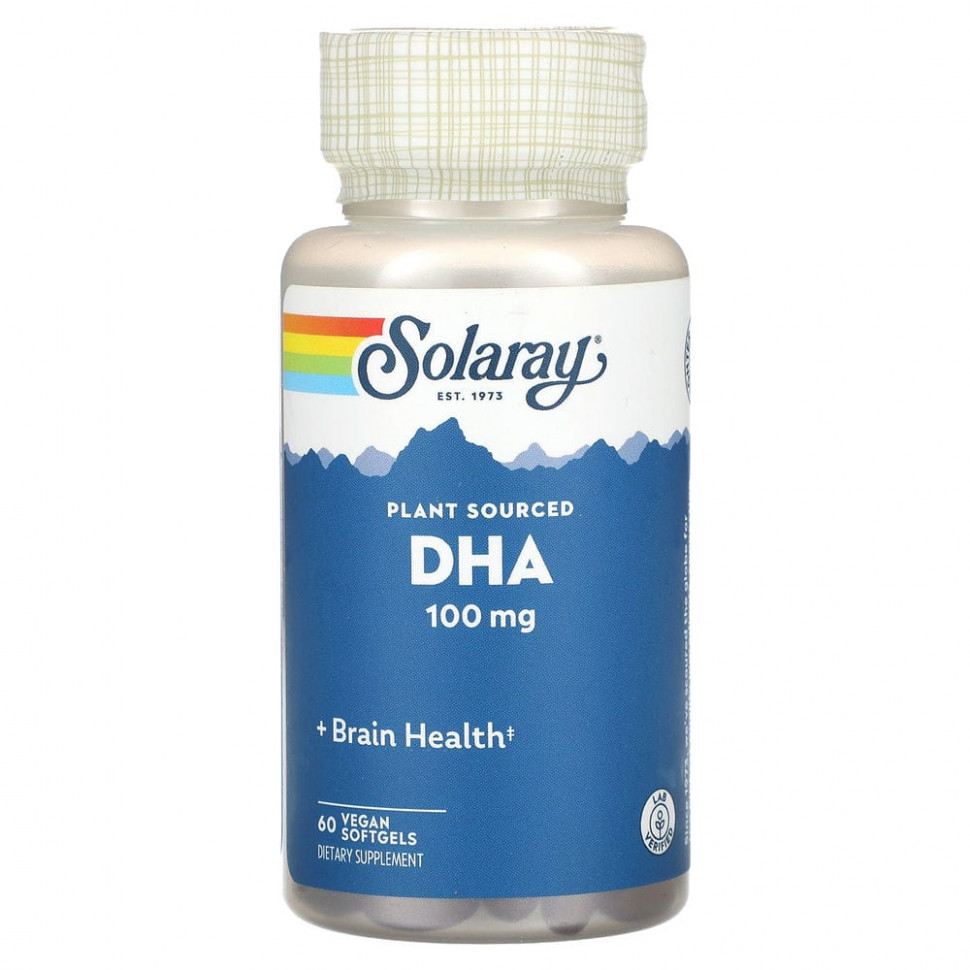   Solaray, DHA, Plant Sourced, 100 mg, 60 Vegan Softgels    -     -,    