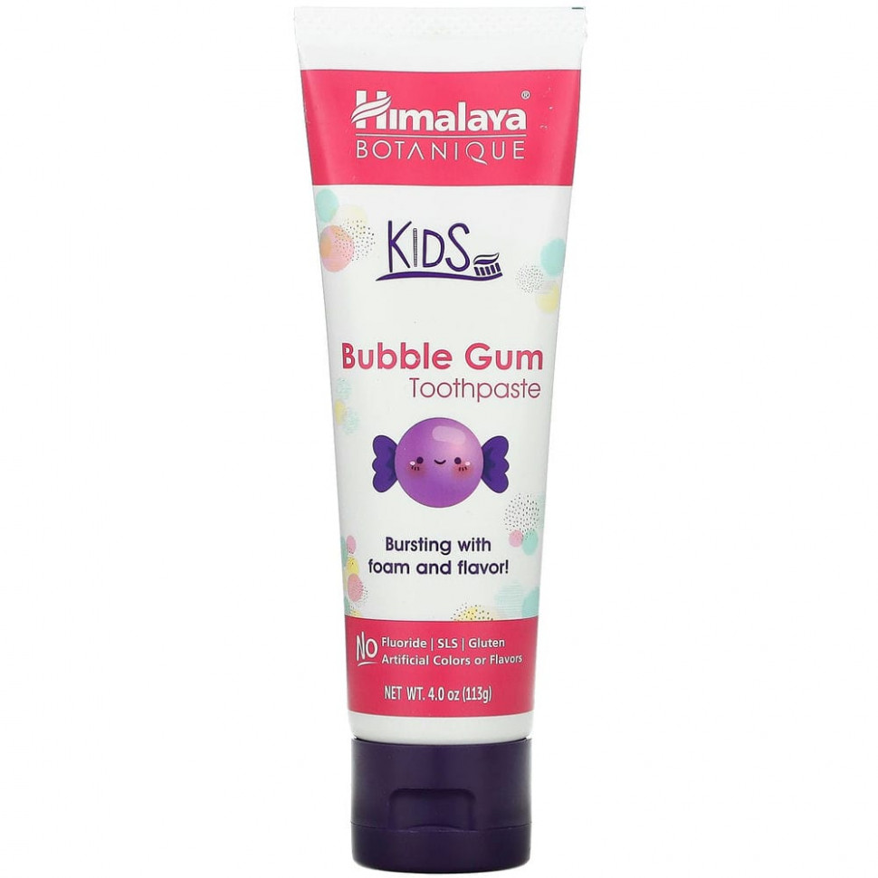   Himalaya, Botanique, Kids Toothpaste, Bubble Gum, 4.0 oz (113 ml)    -     -,    