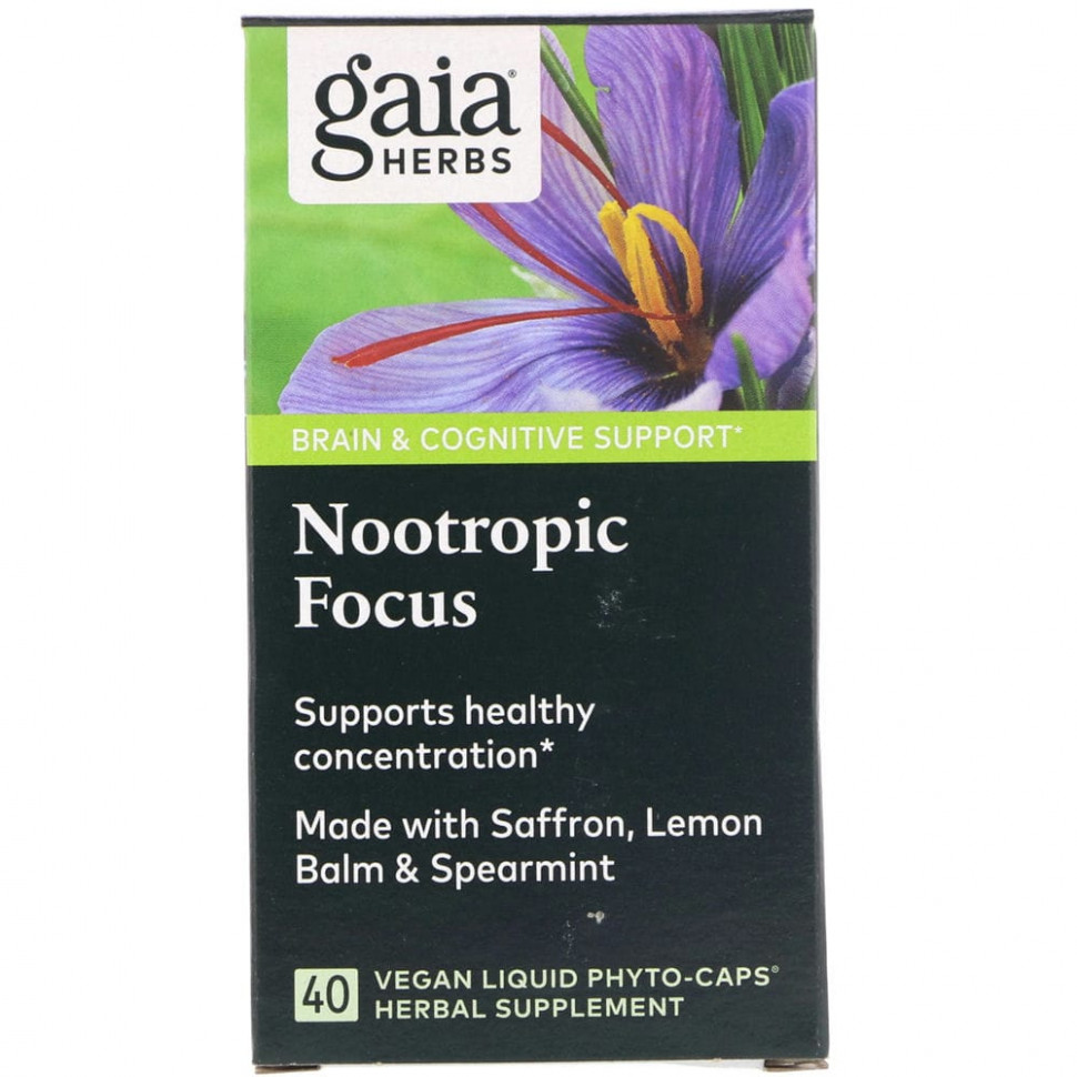   Gaia Herbs, Nootropic Focus, 40 Vegan Liquid Phyto-Caps    -     -,    