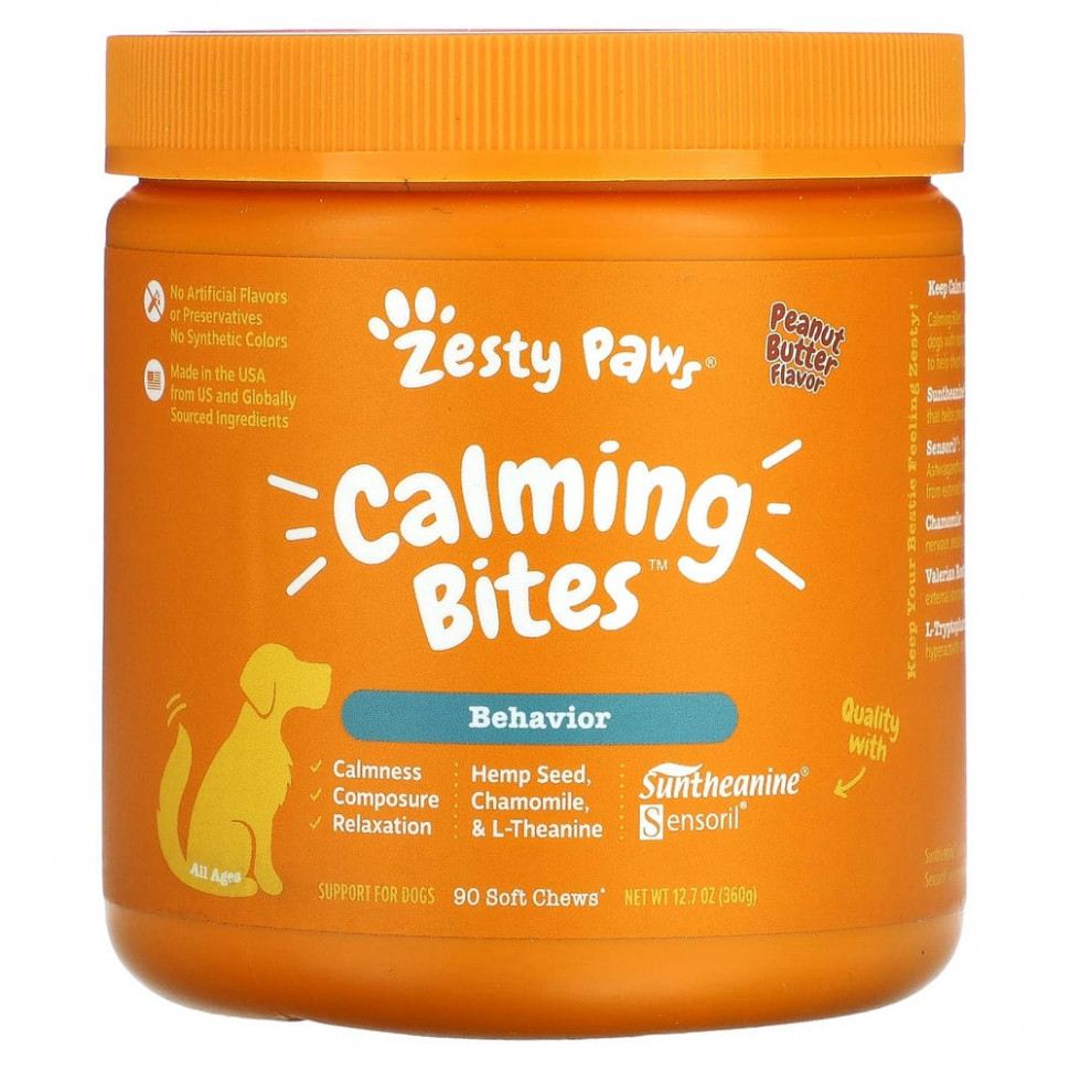   Zesty Paws, Calming Bites for Dogs, Behavior, All Ages,  , 90      -     -,    