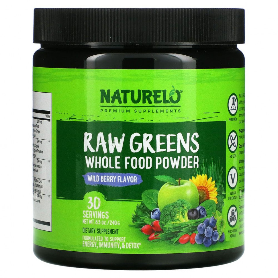   NATURELO, Raw Greens,    ,  , 240  (8,5 )    -     -,    