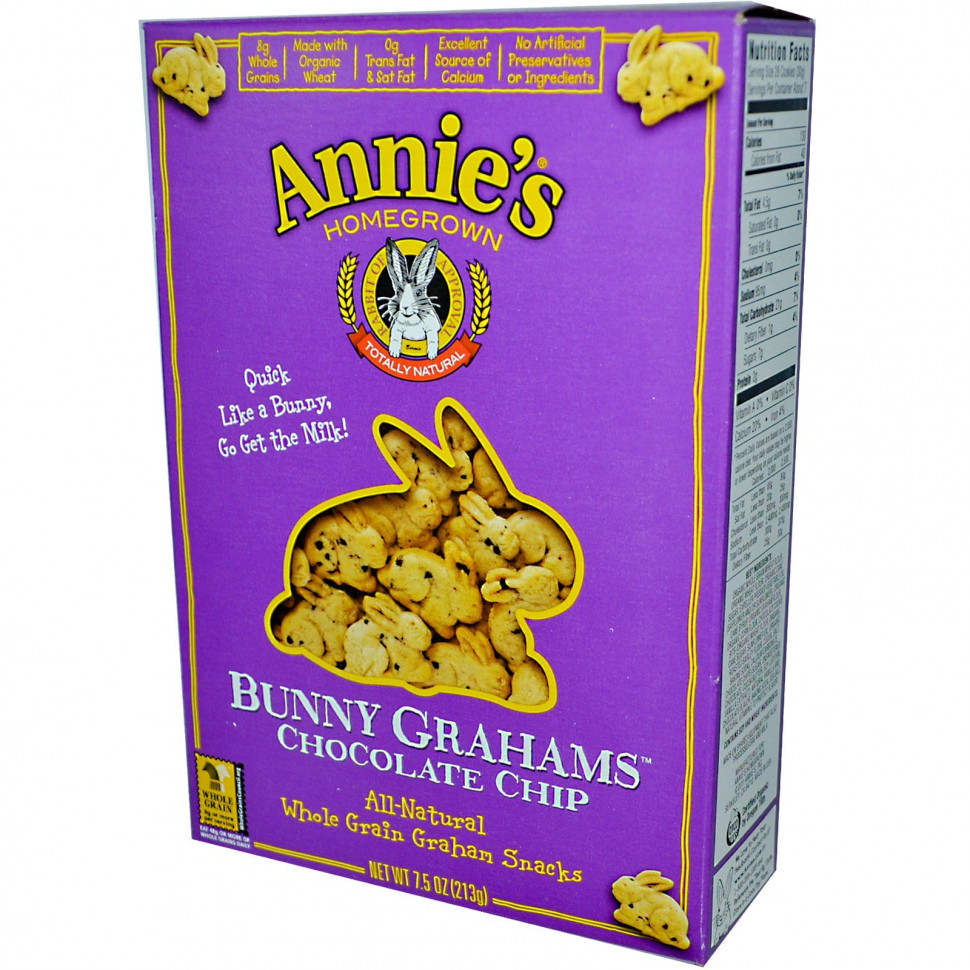   Annie's Homegrown, Bunny Grahams, Chocolate Chip, 7.5 oz (213 g)    -     -,    