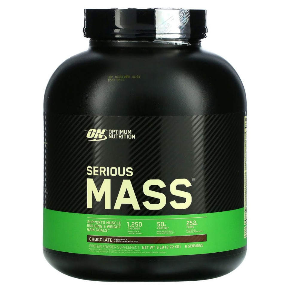   Optimum Nutrition, Serious Mass,High Protein Gain Powder, Chocolate, 6 lbs (2.72 kg)    -     -,    