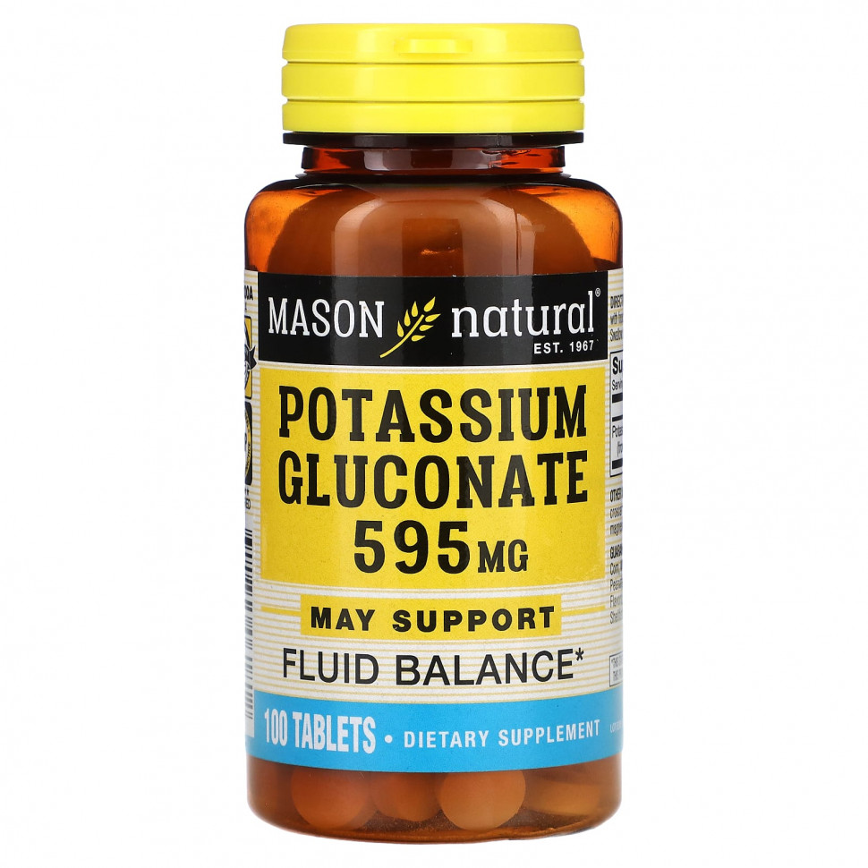   Mason Natural, Potassium Gluconate, 595 mg, 100 Tablets    -     -,    